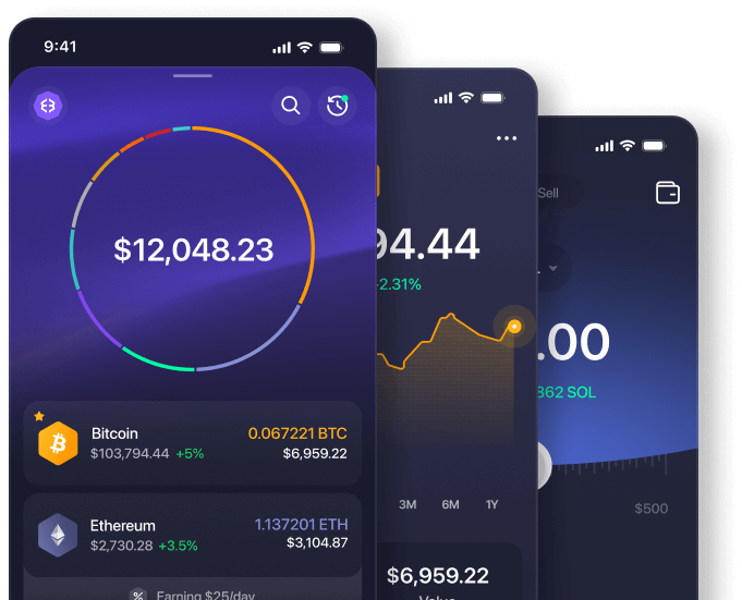 Interface du wallet Exodus sur desktop