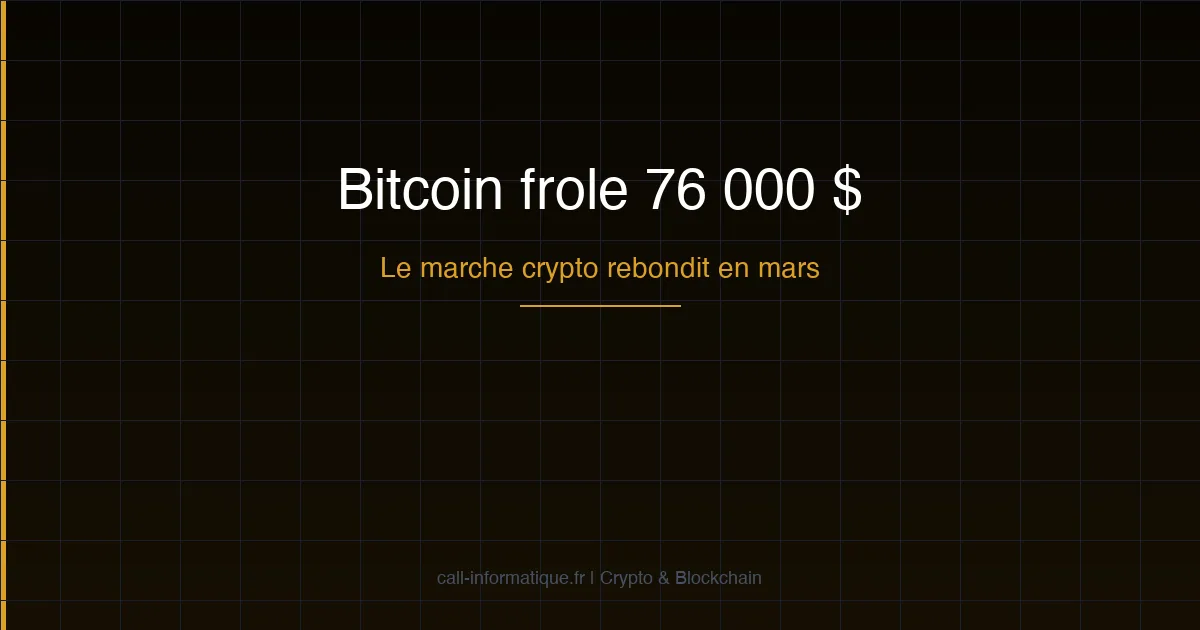 Le Bitcoin frôle 76 000 $ et le marché crypto rebondit